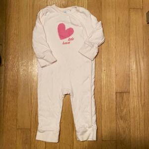 C&C One Piece Infant Cotton Jumper Coverall in Pink with Velvet Heart(9 Months)